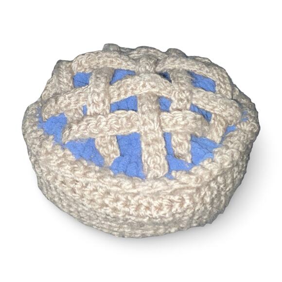 Handmade Crochet Blueberry Pie Hat Novelty Cottagecore Lattice Beret Beanie main image 9